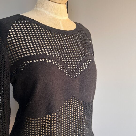 Maeve Black Mesh Long Sleeve Sweater size Large - Picture 3 of 4